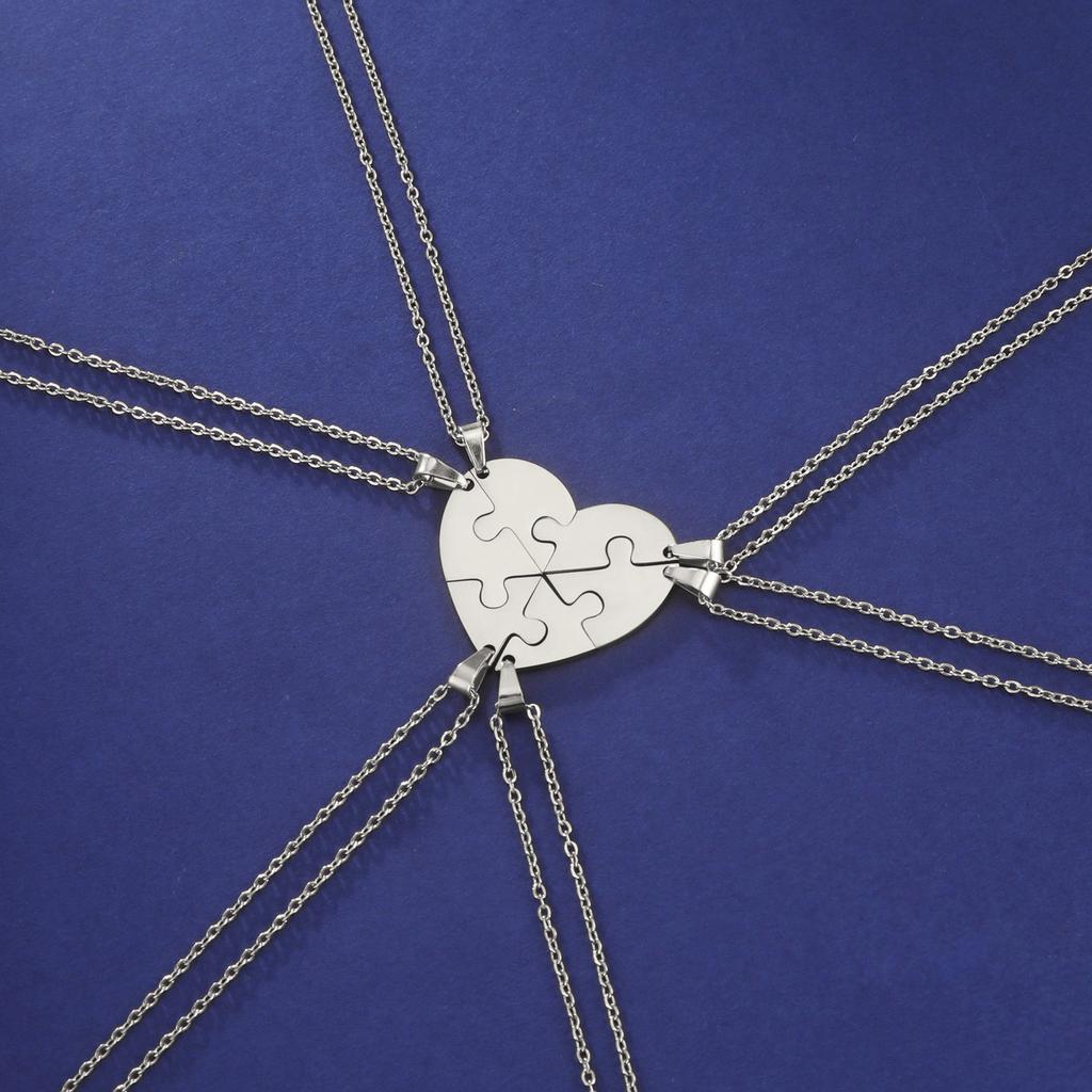 Dreamtimes Liebesherz Puzzle Anhänger Halskette 2/3/4/5/6 Teile Edelstahl Damen Herren Schmuck Liebhaber Familie Freunde Geschenke