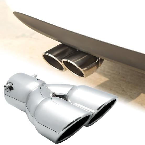 3 Inch Exhaust Tip, Universal Stainless Steel Exhaust Tailpipe Dual Tailpipe Slant For Most Cars Bent