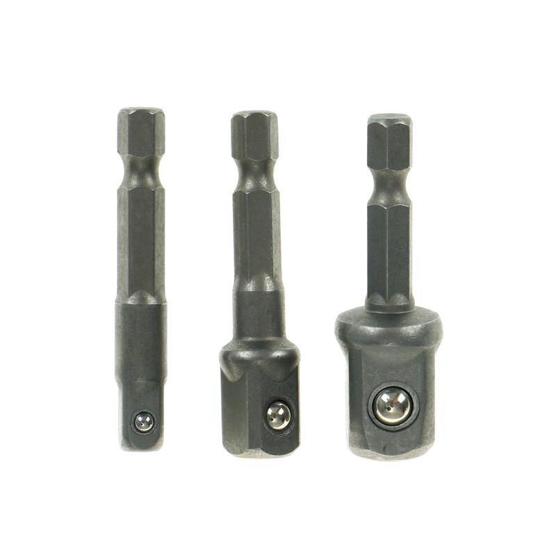 1Socket Adapter Drill Bits Set Hex Shank 1/4" 3/8" 1/2" 3Pcs Impact Driver Tool