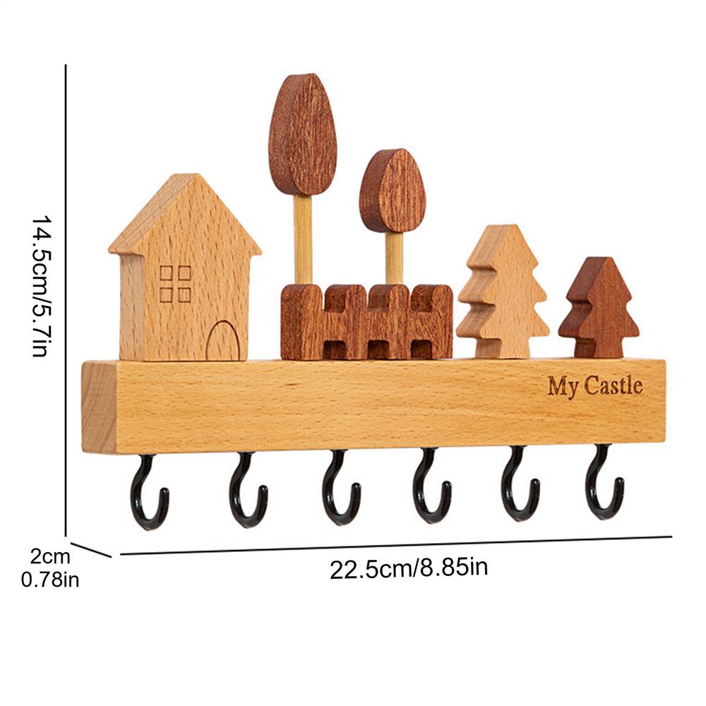 Wall Mounted Key Racks Towels Hooks Showers Wood Clothes Hooks Hanger Clothes Hooks Holder Rustic Wall Decoration With 6 Hooks