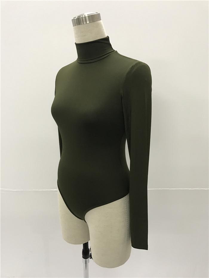 Sexy Choker Long Sleeve Jumpsuit Slim All-match Bottoming Shirt Shaperwear