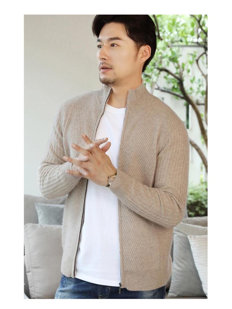 Men's Half-Zip Cashmere Wool Cardigan - Autumn/Winter Business Casual Sweater
