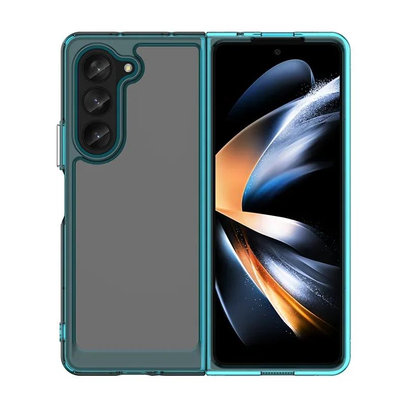 Colorfull Acrylic Transparent TPU Flpd Phone Case for Samsung Galaxy Z Fold 6 5 4 3 5G Z Fold6 Flip6 Anti-fingerprint Back Case