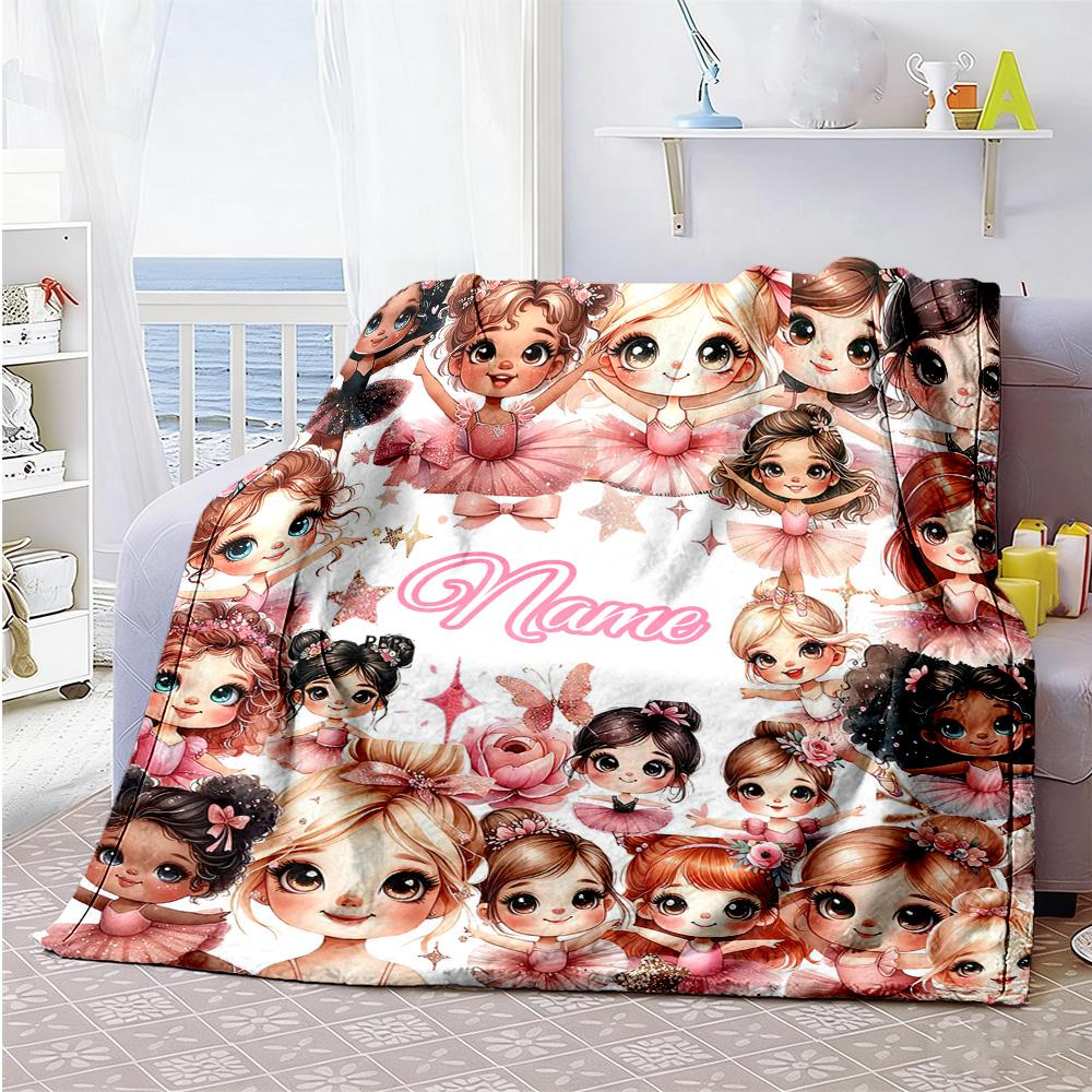 Beautiful Girls Personalized Name Blanket Lightweight Customizable Blanket Soft Warm Cozy Perfect for Couch Home Decor Bed Office Ideal for All Season