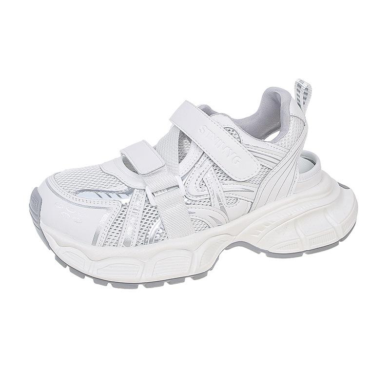 

Sports sandals women s 2025 summer new hole shoes hollow breathable Velcro thick sole heightening thin dad shoes 35