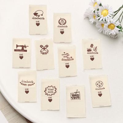 50PCS Heart Shape Woven Knitted Supplies Sheep Scissors Clothing Tags Handmade With Love Sewing Accessories Cloth Garment Labels