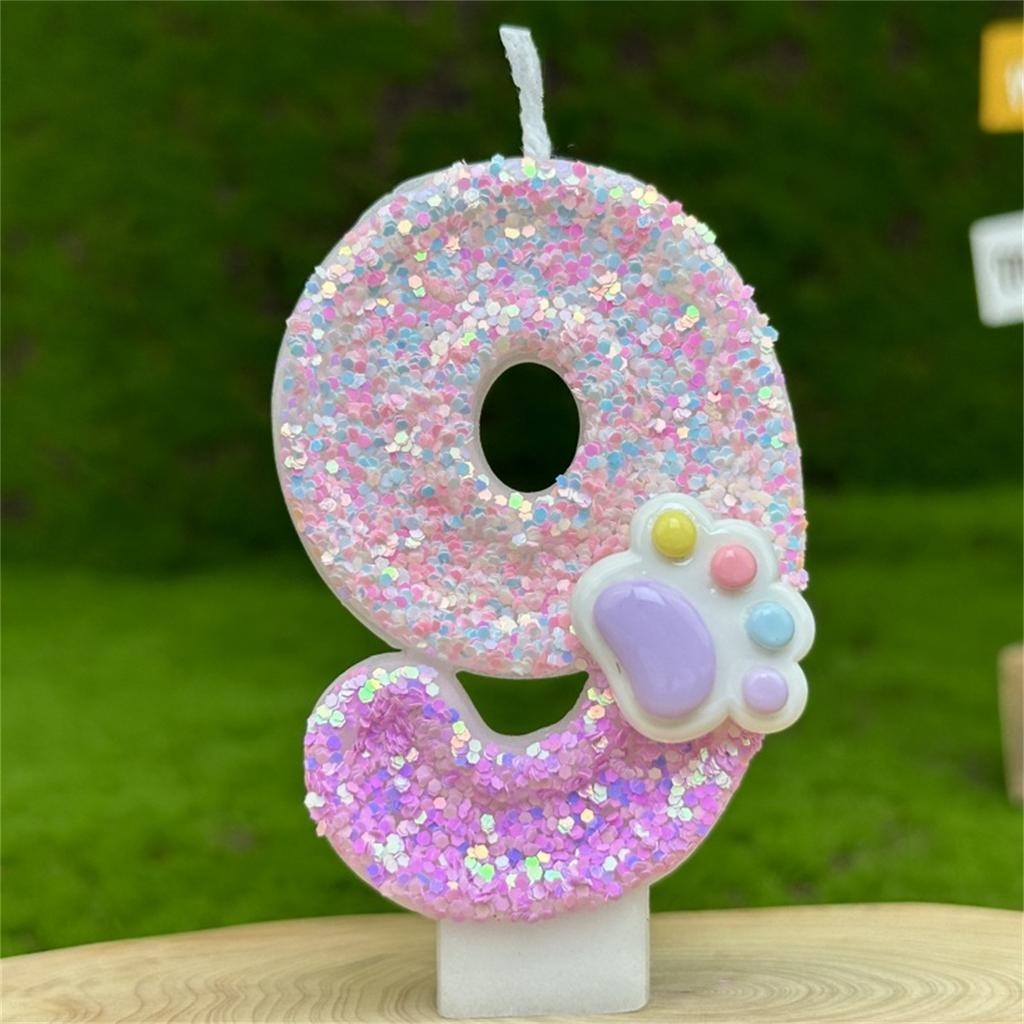 New Number Birthday Candle 0-9 Cute Cat's Paw Cake Candles Cake Topper Decoration Baby Shower Birthday Wedding Party Supplies