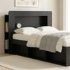 Headboard Cabinet with Storage Black Wood Based Material