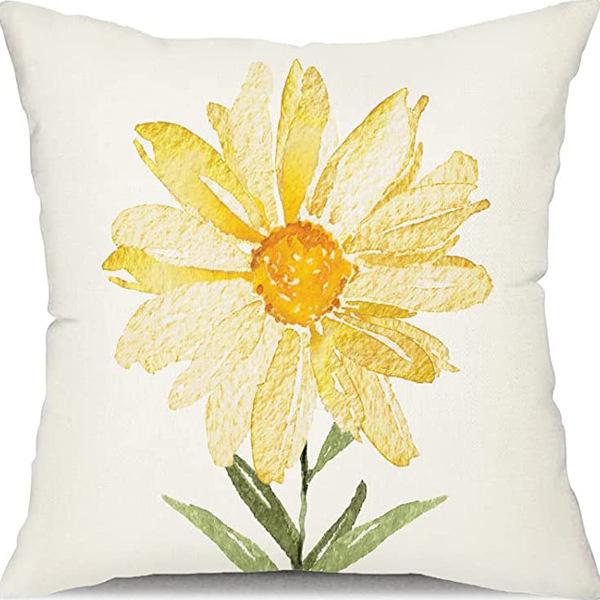 Small Daisy Flower Pillowcase New Striped Linen Home Fabric Sofa Pillowcase Light Luxury