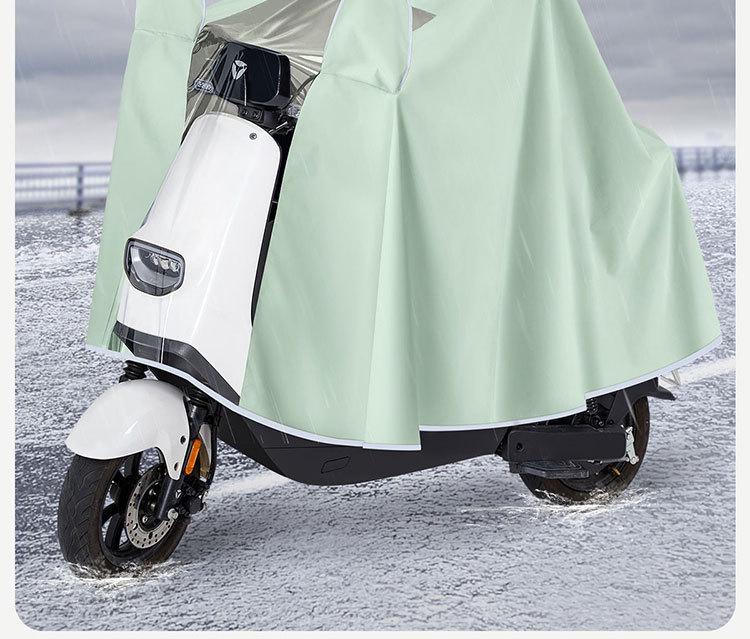 Thickened Electric Vehicle Poncho with Clear Dashboard, Double Brim, and Extended Length for Rainstorm Protection – Helmet-Compatible