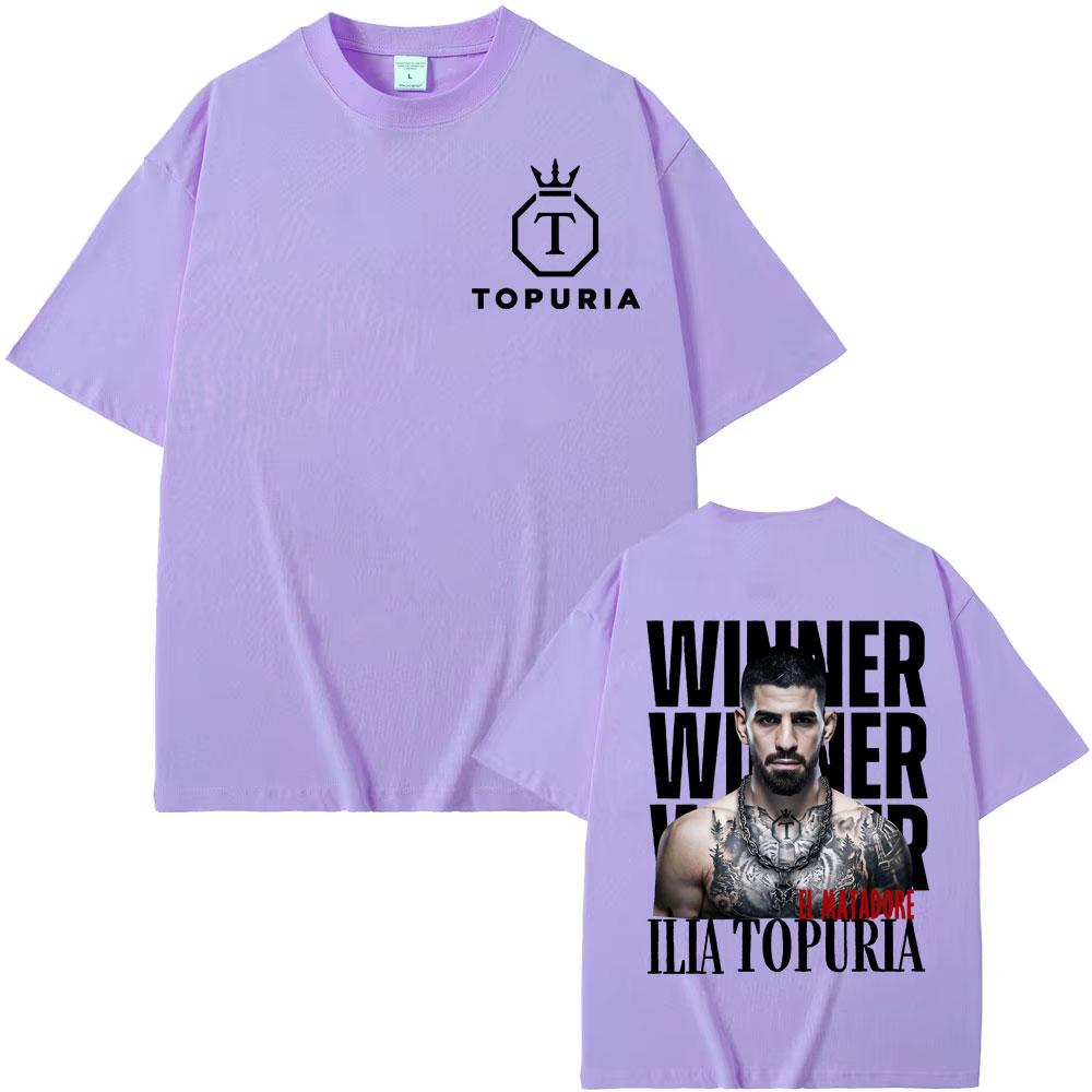 Vincitore El Matador Ilia Topuria Maglietta Vintage Uomo Donna Moda Hip Hop T-shirt di Tendenza Unisex Comfort Maglietta a Maniche Corte