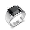 Ring new ins simple men's glossy black gemstone ring