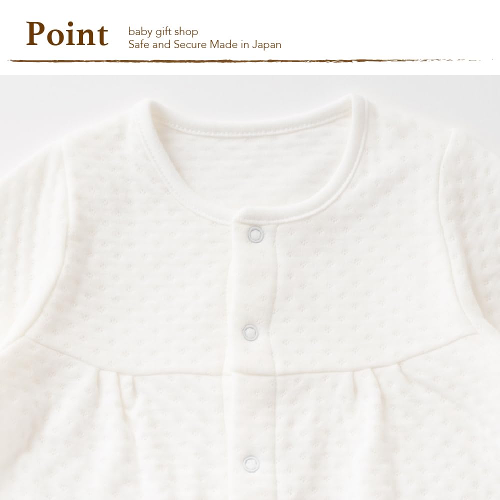 Cream de Coco with Yoke and Crotch for Newborns and Made in Two-Way All-in-One Snaps, 2-Way, Babies, Japan, 50-70cm (Knit Quilt, Autumn/Winter