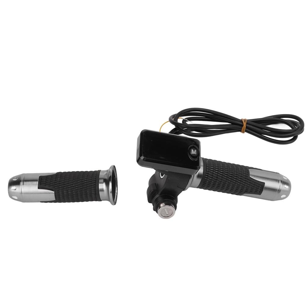1 Pair Aluminum Throttle Grip LCD Screen Twist Throttle Accelerator Handle Grips with Cable and Key Knock for Electric Bike