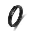 Vintage Handwoven Black Leather Bracelet with High Quality Metal Buckle Suitable for Men\'s Personalized Charm Wristband Jewelry