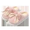 Bow cotton slippers indoor home stepping on shit soft bottom non-slip velvet warm fashion plush cotton mop
