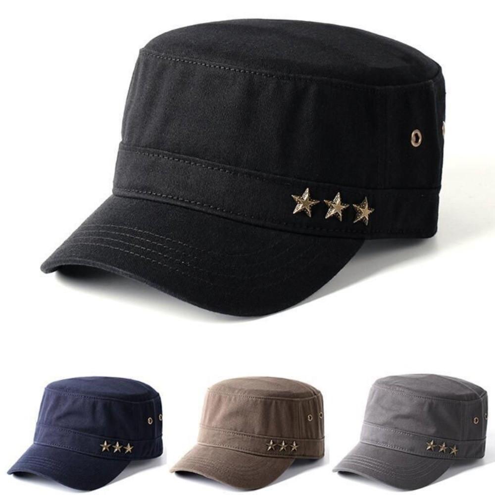 Fashion Five-Pointed Flat Cap Cotton Breathable Baseball Cap Adjustable Wide Brim Men Sun Hat