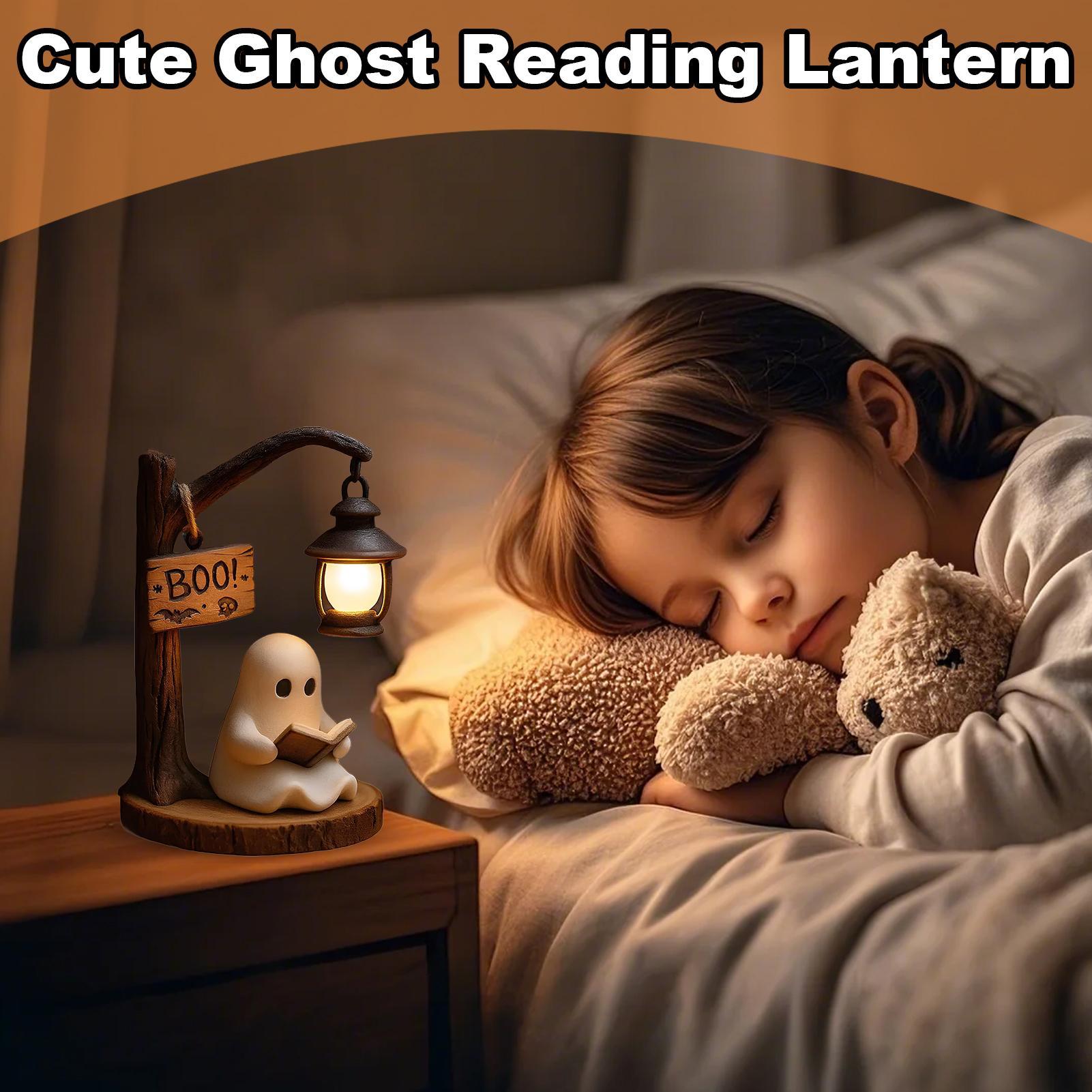 

Cute Ghost Reading Corner Lamp 3D Resin Aesthetic Halloween Ghost Night Light For Indoor Decorations Living Room Bedroom CN