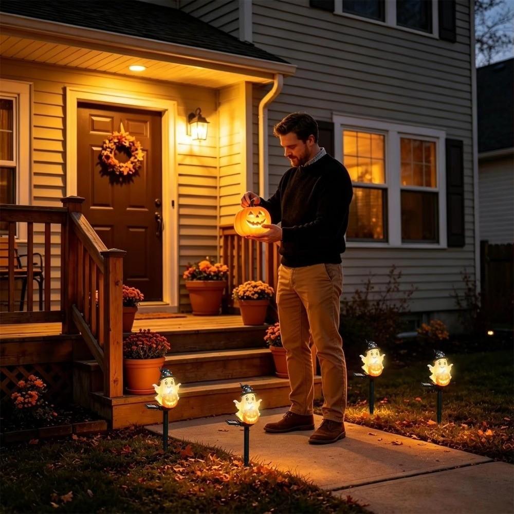 Resin Figurine Solar Halloween Lights Cute Garden Stake Light For Garden Courtyard Patio
