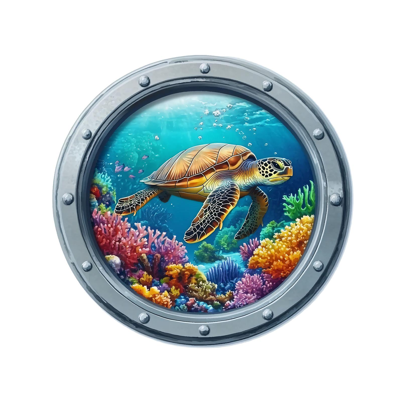 

Cartoon Sea Turtle Vinyl Toliet Decal Self-Adhesive Sticker for Laptop Phone Car Rear Window Wall Bottle Truck Motorcycle 29x30cm