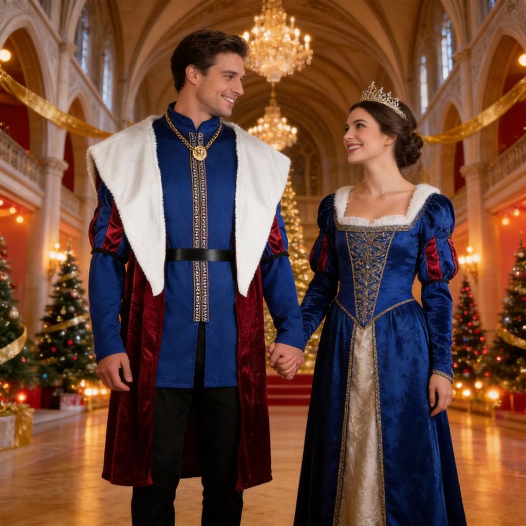European Fantasy King Queen Cosplay Costumes Set With Polyester Fabric For Holiday Role Play