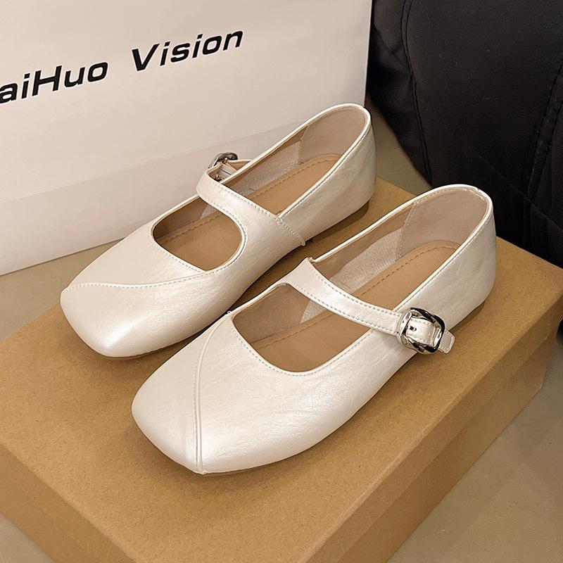 Feenhaft sanfte flache Einzel-Schuhe mit flachem Mund für Damen Frühling und Herbst 2025 neu weichsohliger Rock plissiert Oma Doudou Schuhe
