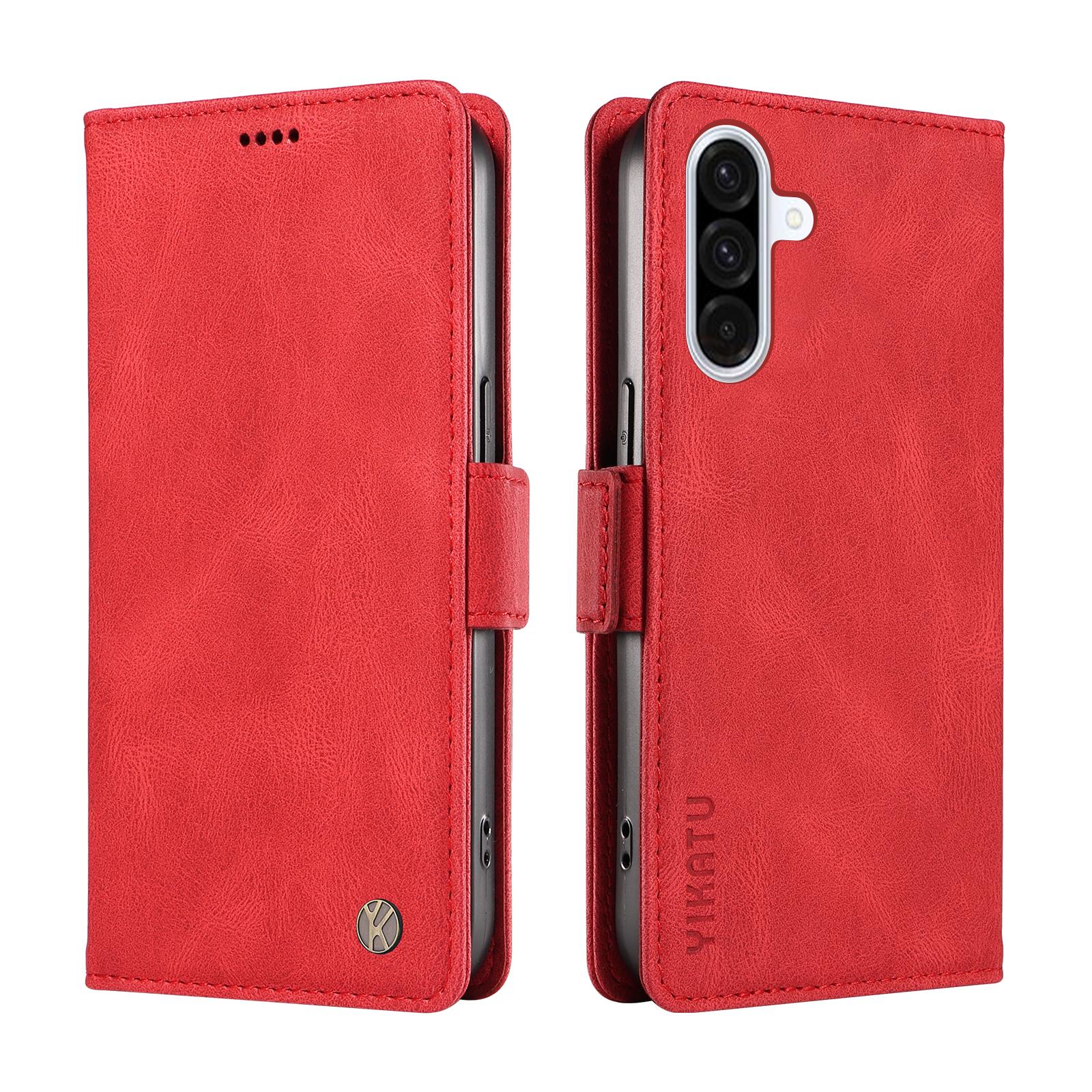 

Шкіряний чохол для Samsung Galaxy A56 5G YIKATU YK-005 з відчуттям дотику до шкіри, чохол-гаманець для телефону Red