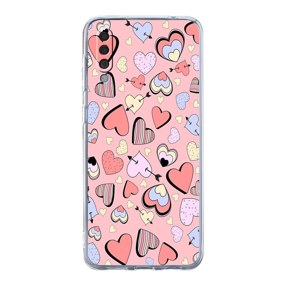 Case For Samsung A14 A50 A70 A30 A40 A20E A10S A20S A02S A04S A12 A22 A32 A34 A42 A52 5G A54 Gold Pink Rose Glitter Hearts Cover