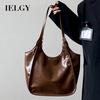 All-Match Retro Simple Commuter Tote Bag Brown Large-Capacity Portable Shoulder Bag