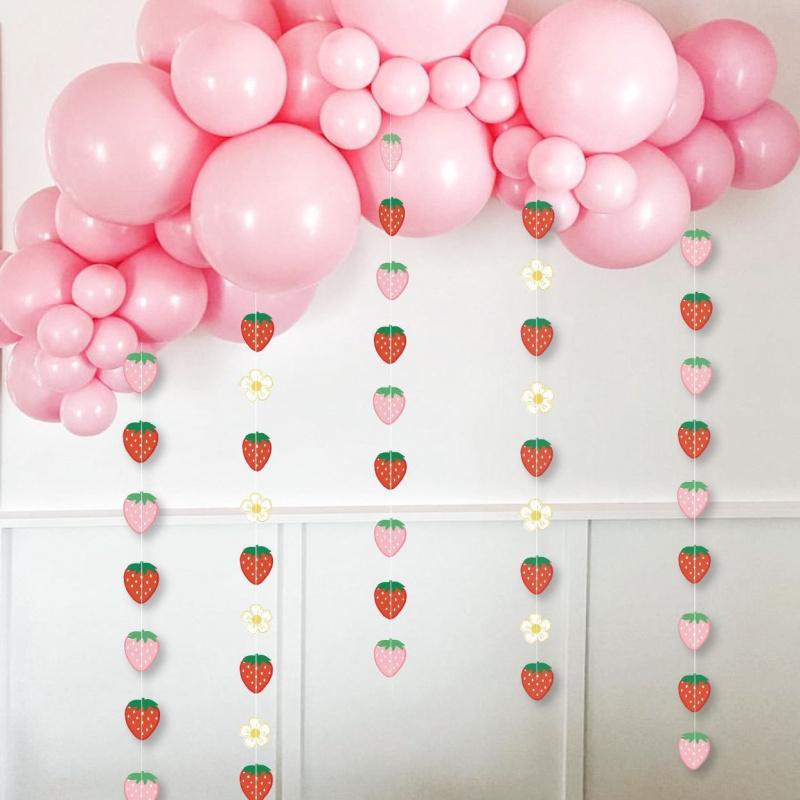 1PC New Fruit Strawberry Pineapple Paper Skewers Hawaiian Decoration Garland Children's Day Birthday Party Background Setup