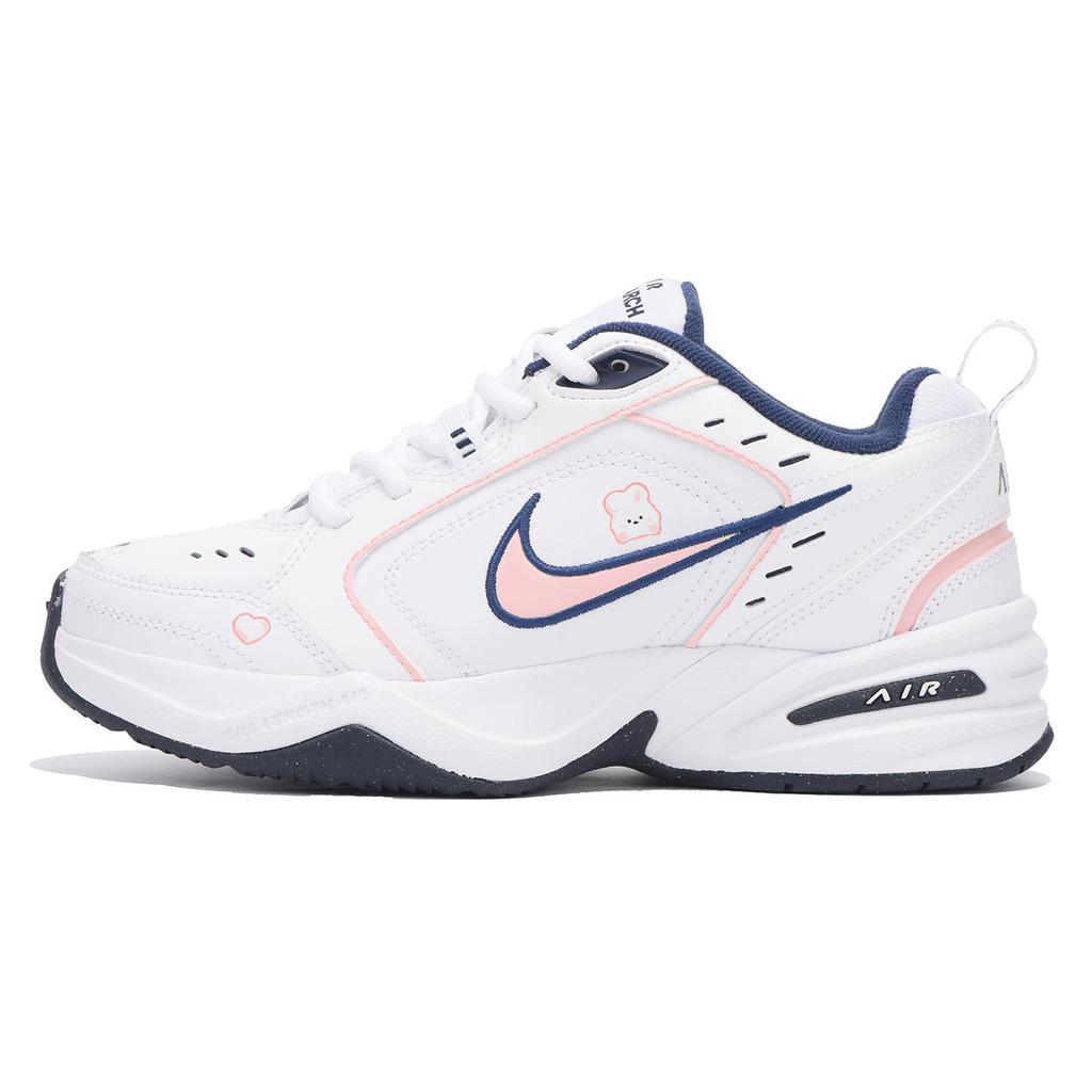 Nike Air Monarch 4 Slip Resistant, Abrasion Resistant, Height Increasing Low top Chunky Sneakers Unisex Pink Blue White 415445-102(Team32-SBOX)