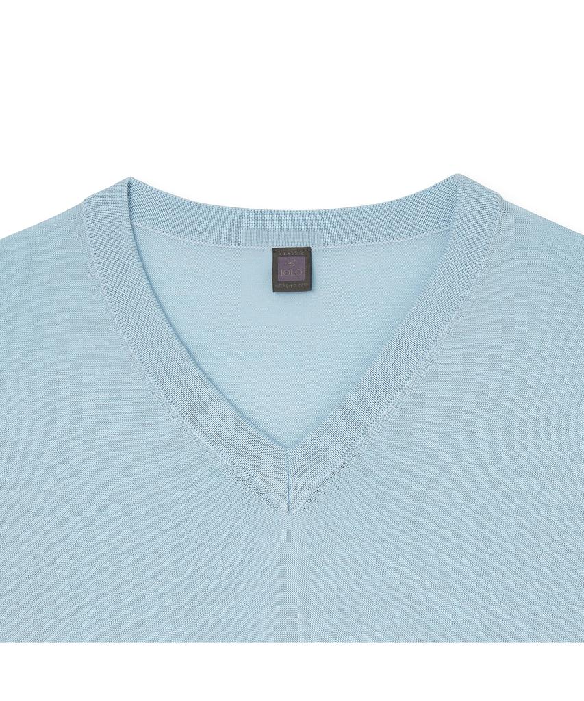 IOLO Silk Blended V-Neck Sweater_Light Blue