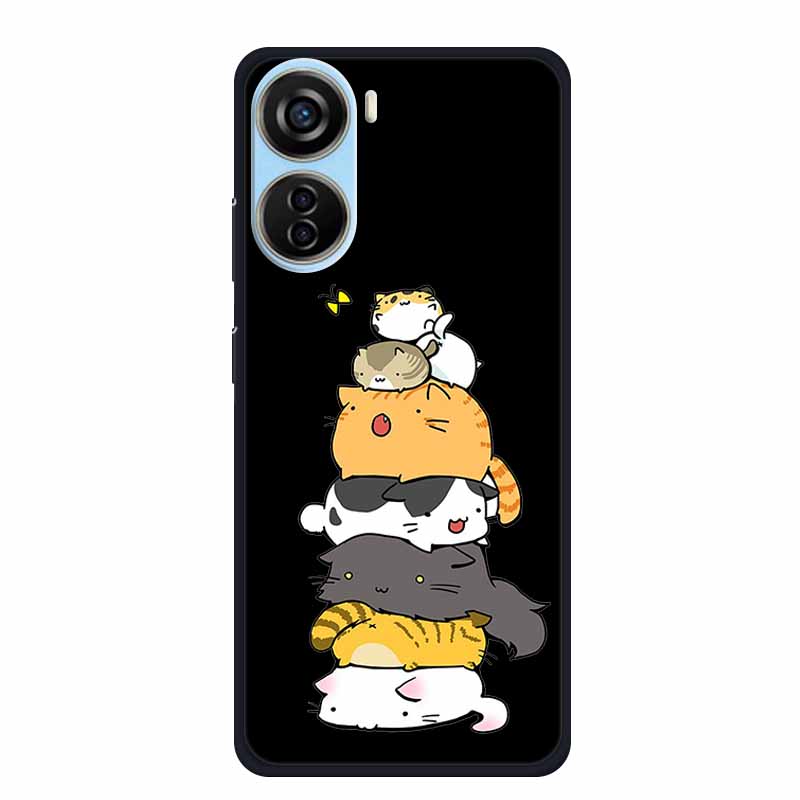 Schwarze Silikonhülle für ZTE Blade V50 Design 5G Libero 5G IV V41 Vita Axon 40 lite Handyhülle Cartoon Katze Weiche Rückseite Hülle