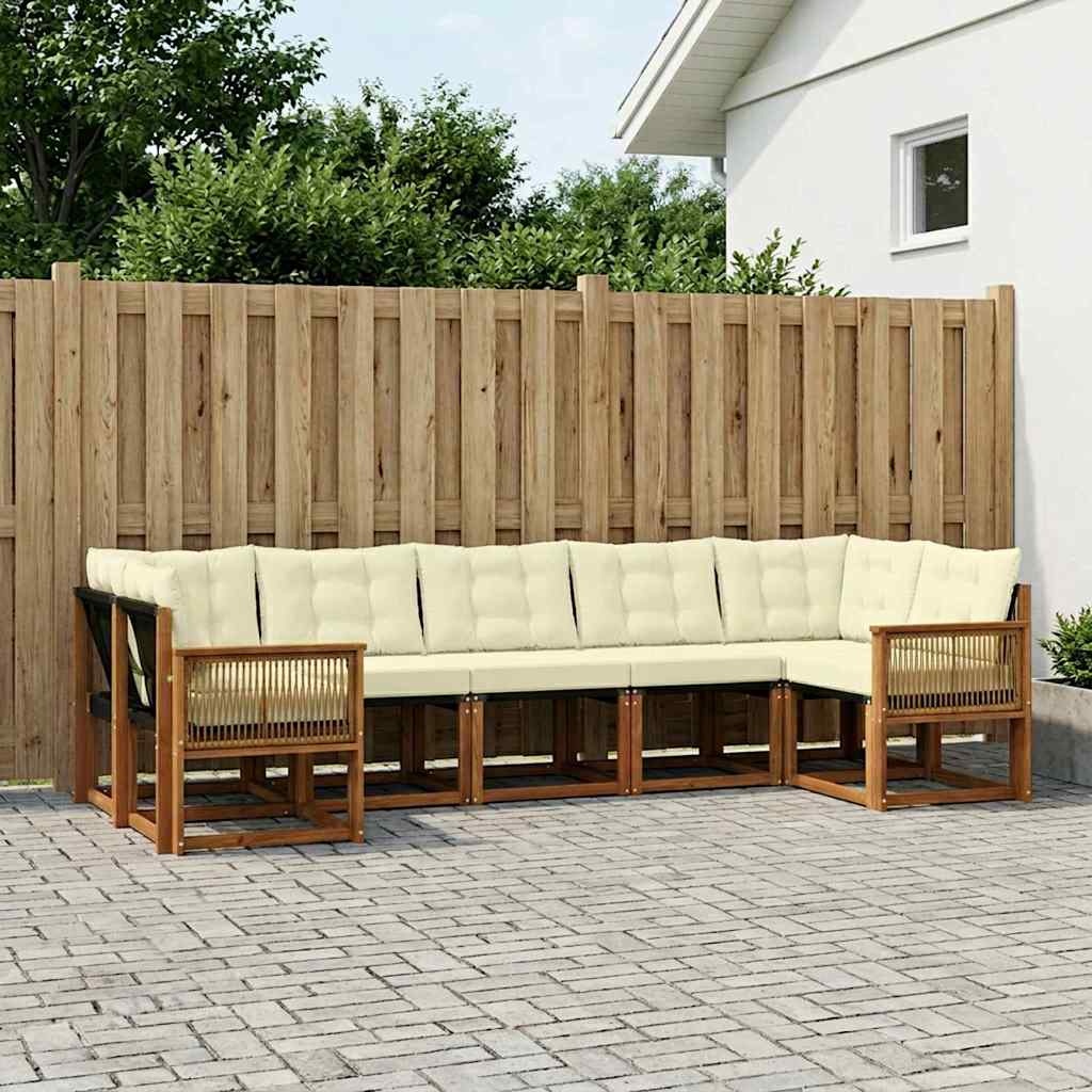 Outdoor Sofa Set 7 pcs Natural and Cream