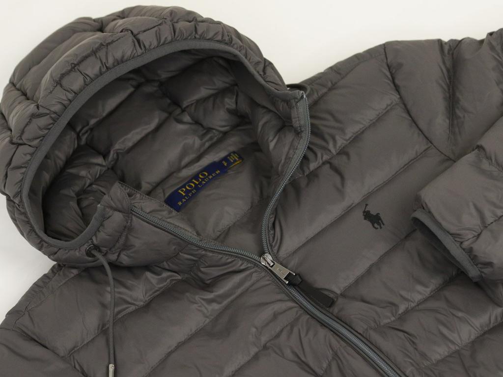 POLO RALPH LAUREN Kurtka/Parka Męska z Puchu Pakowana z Pony Rozmiar 0101676 Haft, L, Szary,