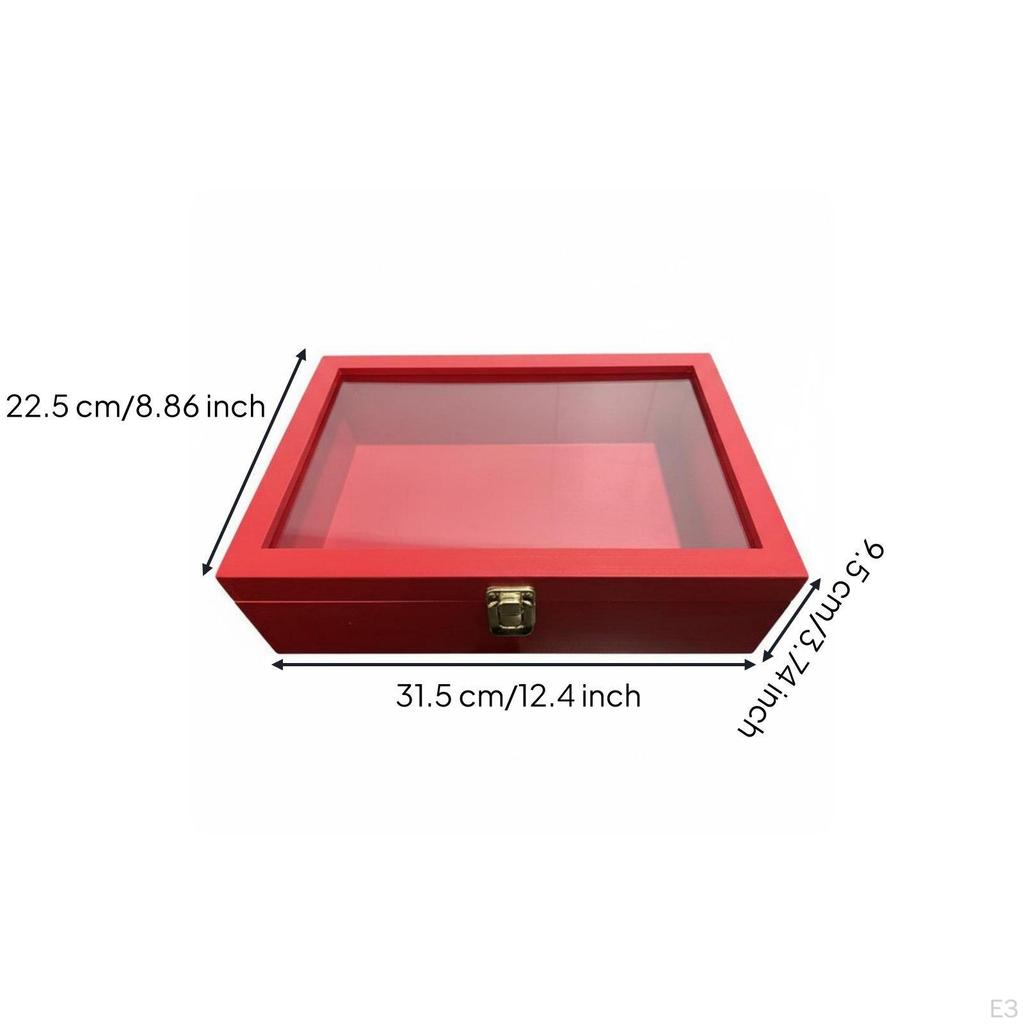 Clear Lid Wooden Box Construction Wood Jewelry Storage Multipurpose for Collectors, Hobbyists,