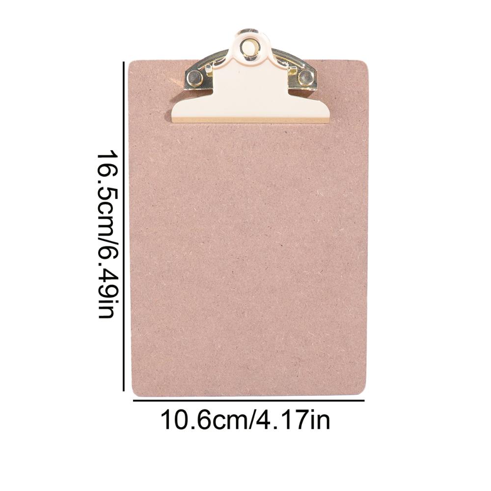 Portable Wood Color Folder Golden Metal Clip Notes Ticket Holder Wood Clipboard  Office School S
