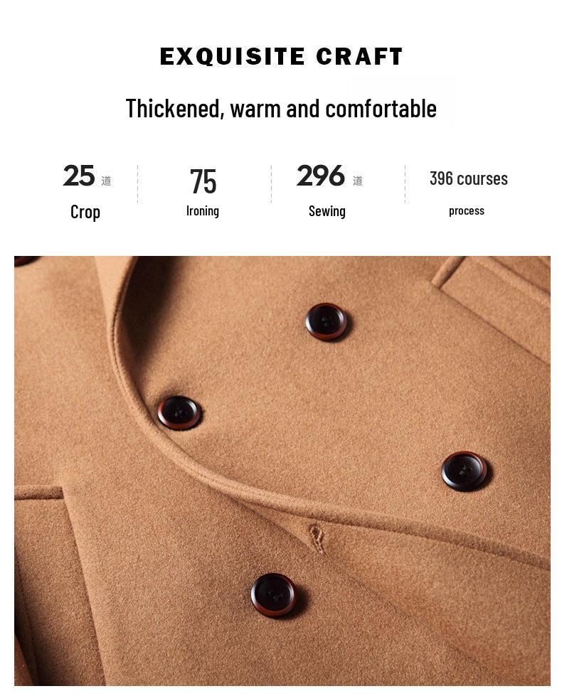 Trench in Lana da Uomo Doppiopetto - Lungo, Sopra il Ginocchio, Capo d'Abbigliamento Caldo per Autunno/Inverno, Stile Business Casual per Tutte le Età.