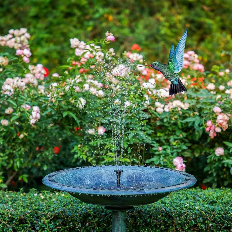 1.5w/2.5w/3.5w Solar Bird Bath Fountain Pump,with 6 Nozzles Solar Powered Water Fountain for Garden Pool, Aquarium and Outdoor