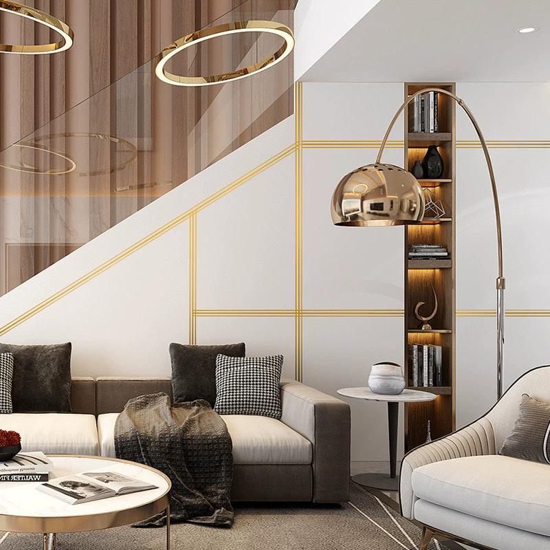 Waterproof Decorative Edge Strips: Self-Adhesive, Wear-Resistant Gilded Line Stickers for Living Room Floor Tiles and Home Gaps.