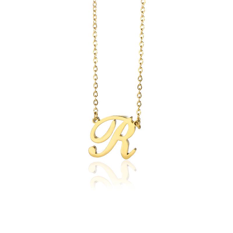 Stainless Steel Lowercase Letter Necklace with Clavicle Chain - European & American Design