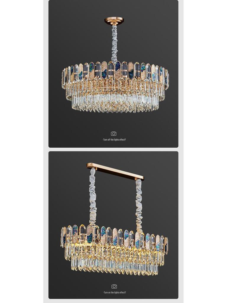Luxury Crystal Chandelier Ceiling Light for Living, Dining, and Bedroom - High-End Colorful Shell Design