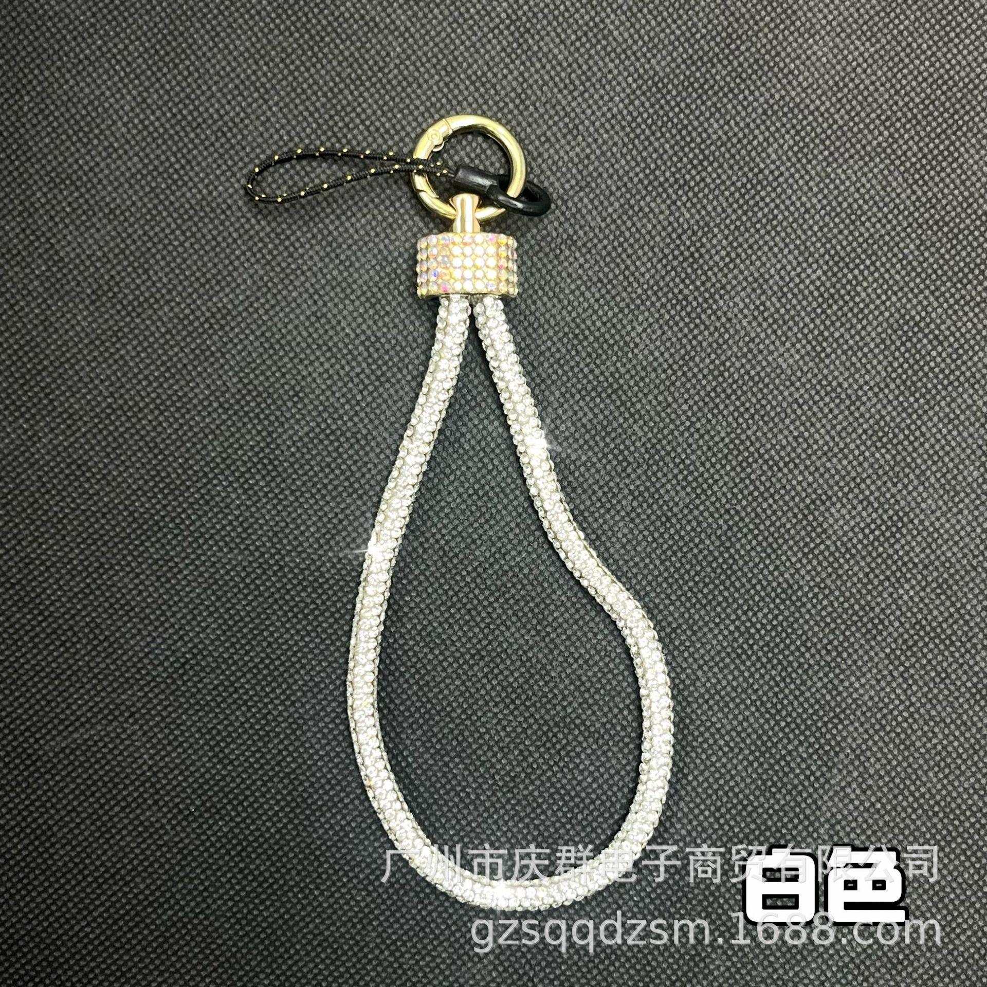 

Women s personalized crystal trendy wrist lanyard, and stylish short phone strap for wrists One Size білий