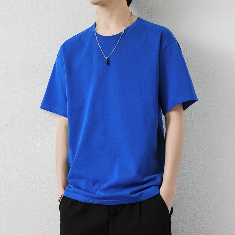 Men's Summer Cotton Solid Color Short-Sleeve T-Shirt - Youth Casual Trendy Loose Fit