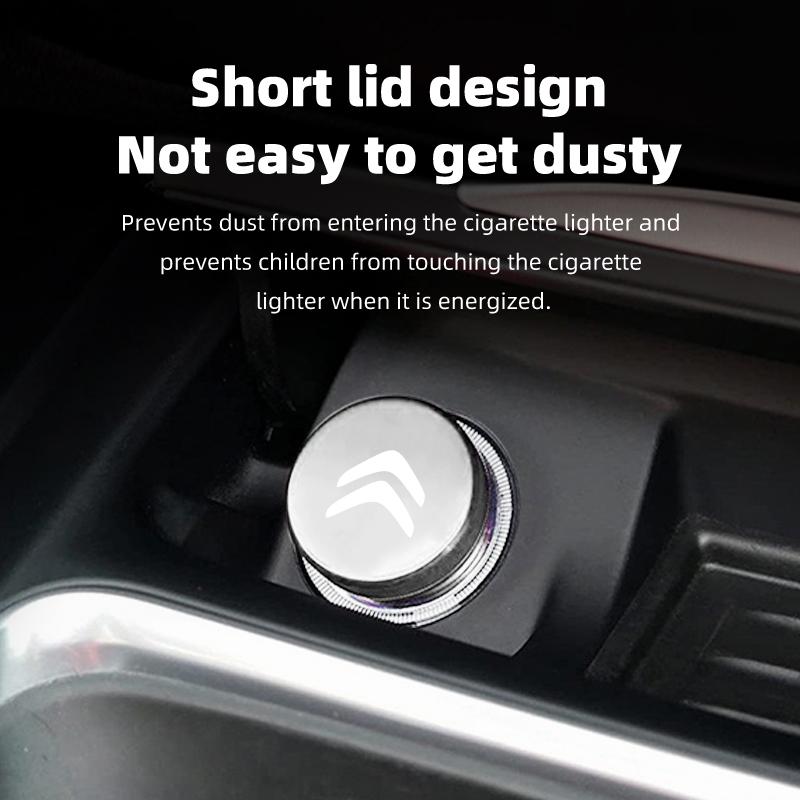 Couvercle anti-poussière pour allume-cigare de voiture en alliage d'aluminium pour Citroën C4 C3 C5 C1 C2 Berlingo Celysee Cactus Picasso Aircross Saxo Grand