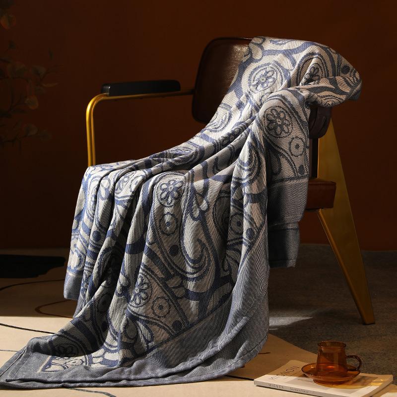 Geometric Jacquard Knitted Blanket Bed Sofa Decorat Outdoor Camping Blanket Plaid Bedspread Tapestry First Class Aviation Blanket Air Condition Quilt