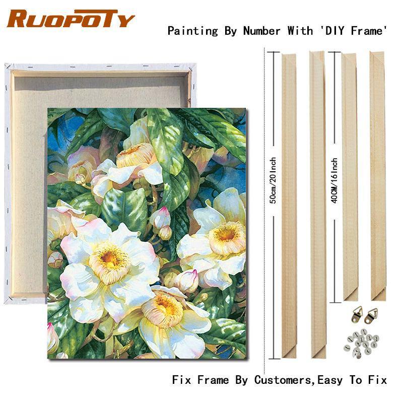 RUOPOTY Painting By Numbers Vase Hand Painted Pictures By Number Flower On Canvas Home Decoration DIY Gift Wall Art