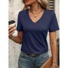 Vielseitiges Damen-V-Ausschnitt-T-Shirt - Kurzarm Lockerer Schnitt, Weicher Stoff für Yoga, Lässige Spaziergänge & Tägliches Tragen