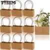 10pcs Kraft Paper Flower Gift Bags Brown Bouquet Bag Box with Handle Brown Paper Carrier Tote Bags for Floral Party Favor Flower Packaging Tote Bag