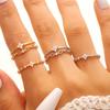 Exquisite Sweet Starry Sky Zircon Flower Open Double-layer Rings for Women Retro Fashion Stackable Rings Jewelry Accessory Gifts